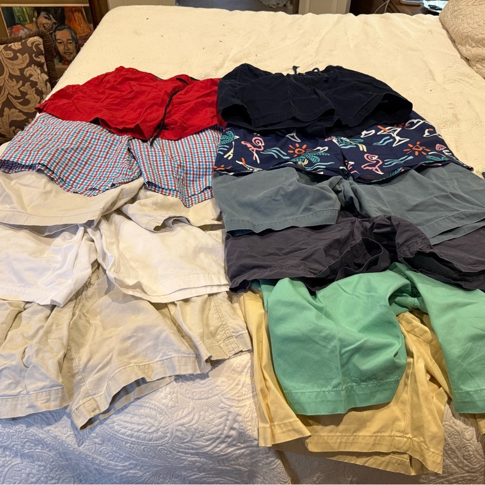 Ralph Lauren Red and Blue Flat Front Short and Pleated front shirts. Some other